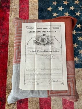 RARE! 1876 South-Western Lightning Rod Company Warrant Certificate